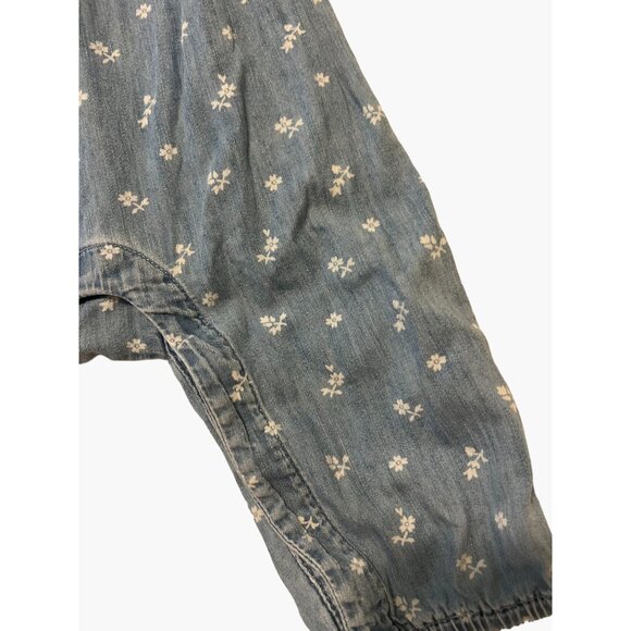 Baby GAP denim One Piece Romper Infant Girls Size 6-12 months Blue Floral Excell - Picture 6 of 7